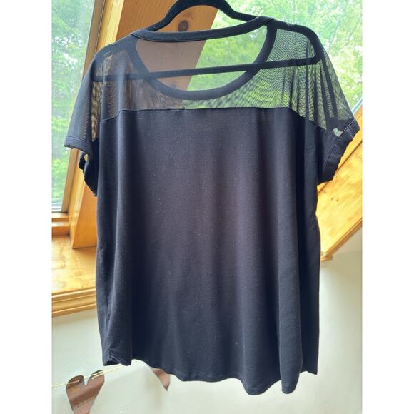 Tahari Whimsygoth Solid & Sheer Mesh Top Concert Party Club Date Night Size XL - Picture 2 of 6
